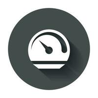 Dashboard vector icon. Level meter speed vector illustration with long shadow.