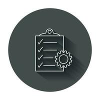 Document vector icon. Project management flat illustration with long shadow.