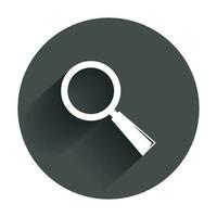 Loupe icon vector. Magnifier in flat style. Search sign concept with long shadow. vector