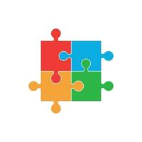 Colorful jigsaw puzzle vector. Flat illustration. Puzzle game. vector