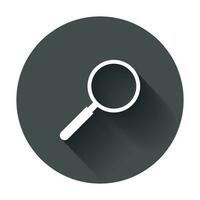 Loupe icon vector. Magnifier in flat style. Search sign concept with long shadow. vector