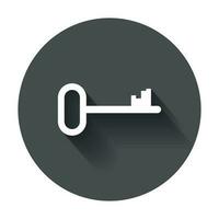 Key vector icon. Key flat illustration with long shadow.