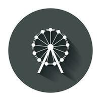 Ferris wheel vector icon. Carousel in park icon. Amusement ride illustration with long shadow.