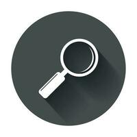 Loupe icon vector. Magnifier in flat style. Search sign concept with long shadow. vector