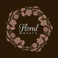 Flowers Floral Wreath Hand Drawn Frame Logo Design Vector