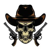 Skull Cowboy with vintage  Gun vector