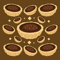 Mini chocolate tartlet vector illustration for graphic design and decorative element