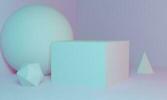 Minimal scene with podium and abstract background. Geometric shape. 3D illustration. 3d render. photo