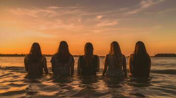 people group on the beach photo