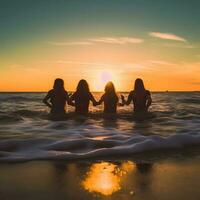 people group on the beach photo