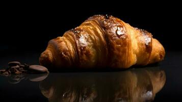 Chocolate croissant on dark background. photo