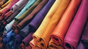 Vibrant fabric of clothes photo