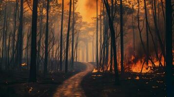 Large flames of forest fire photo