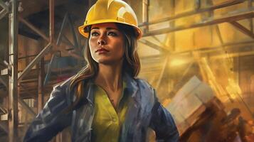 Professional Heavy Industry Engineer. Worker Wearing Safety Uniform photo