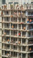 Construction workers working on modern buildings. photo