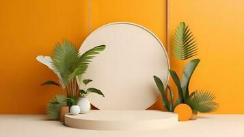 Summer tropical podium display background. photo