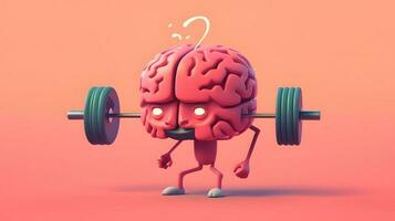 aislado linda cerebro dibujos animados personaje haciendo ejercicios foto