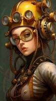 un retrato de un atractivo Steampunk estilo mujer foto