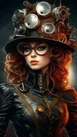 A portrait of an attractive steampunk style woman photo