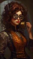 un retrato de un atractivo Steampunk estilo mujer foto