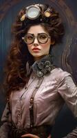 un retrato de un atractivo Steampunk estilo mujer foto