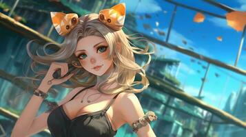 Cute Anime girl character wallpaper. photo