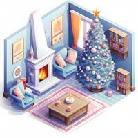 Isometric Christmas Fireplace Composition photo