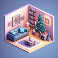 Isometric Christmas Fireplace Composition photo