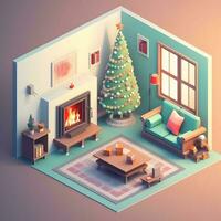 Isometric Christmas Fireplace Composition photo