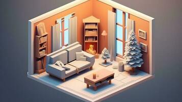 Isometric Christmas Fireplace Composition photo