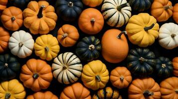 Pumpkins of multiple colors background photo