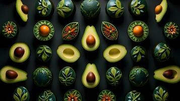 Fresh avocado pattern background texture. photo