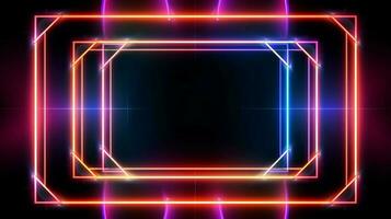 Neon frame sign in the shape of a rectangle. background and wallpaper illustration. ai generated photo