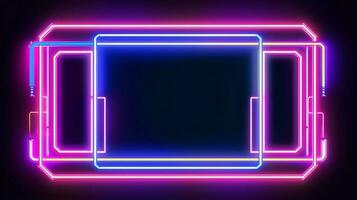 Neon frame sign in the shape of a rectangle. background and wallpaper illustration. ai generated photo