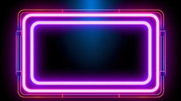 Neon frame sign in the shape of a rectangle. background and wallpaper illustration. ai generated photo