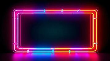 Neon frame sign in the shape of a rectangle. background and wallpaper illustration. ai generated photo