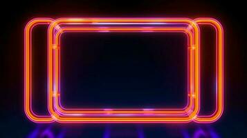 Neon frame sign in the shape of a rectangle. background and wallpaper illustration. ai generated photo