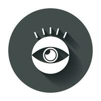 Simple eye icon vector. Eyesight pictogram in flat style with long shadow. vector