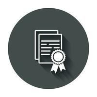 certificado icono. diploma símbolo. plano vector ilustración en blanco antecedentes.