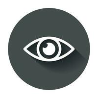 Simple eye icon vector. Eyesight pictogram in flat style with long shadow. vector