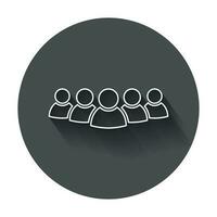 Group of people vector icon in line style. Persons icon illustration with long shadow.