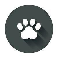 Paw print vector icon. Dog or cat pawprint illustration. Animal silhouette with long shadow.