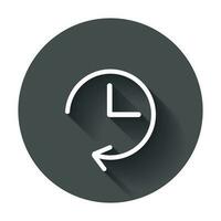Clock icon illustration. Flat vector clock pictogram with long shadow.