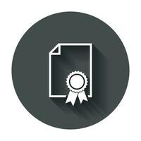 certificado icono. diploma símbolo. plano vector ilustración en blanco antecedentes.