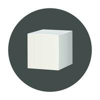 Blank white carton 3d box icon. Box package mockup vector illustration with long shadow.