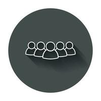 Group of people vector icon in line style. Persons icon illustration with long shadow.