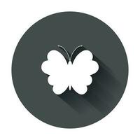 Butterfly vector icon. Silhouette of a butterfly illustration with long shadow.