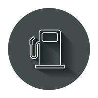 Fuel gas station icon in line style. Car petrol pump flat illustration with long shadow. vector