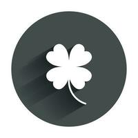 Four leaf clover vector icon. Clover silhouette simple icon illustration with long shadow.