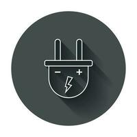 Plug vector icon in line style. Power wire cable flat illustration with long shadow.